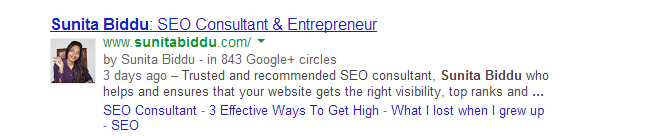 Google authorship in search results