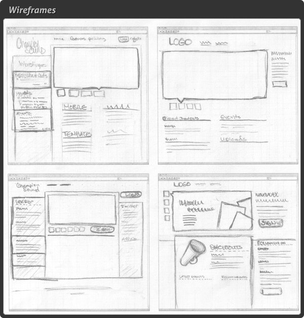 freehand drawn wireframes