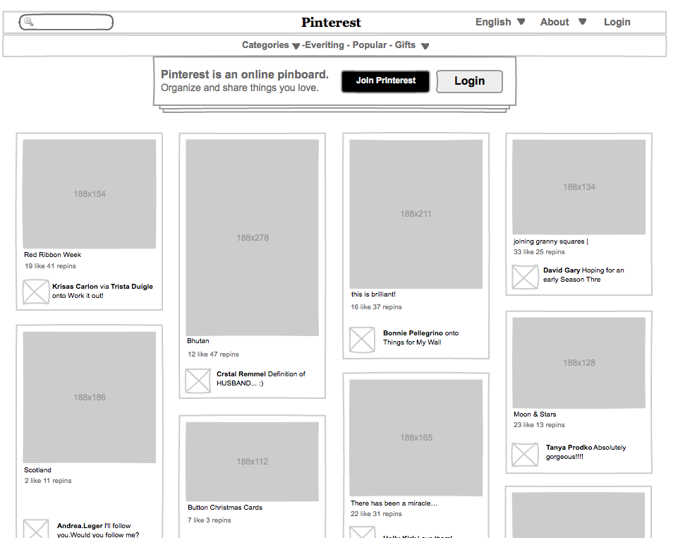 pinterest wireframe