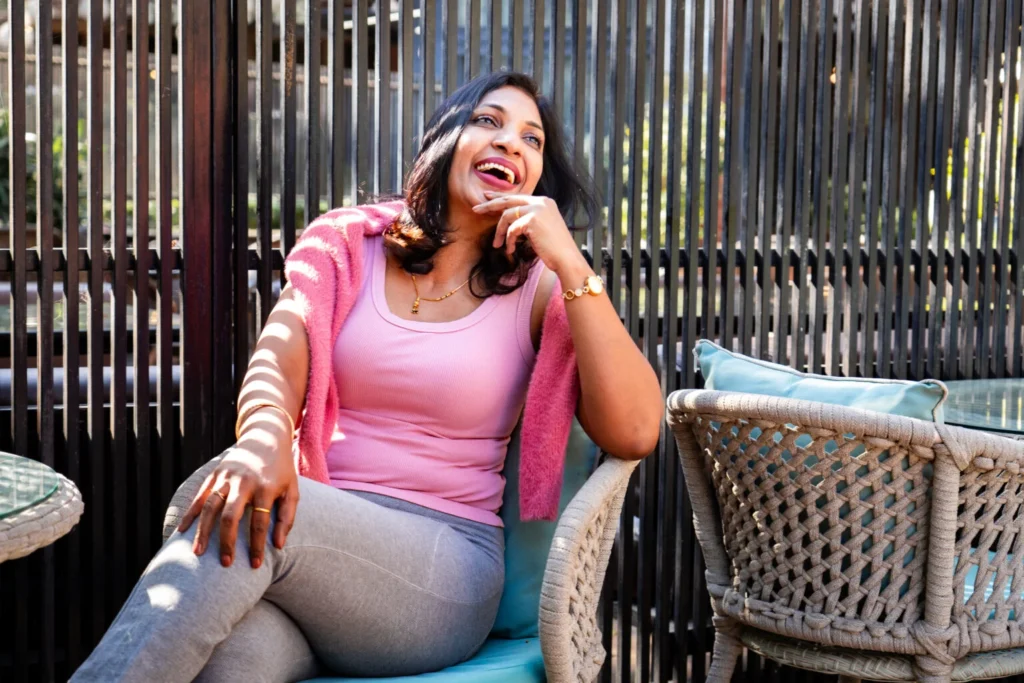 Joyful and carefree seated pose
